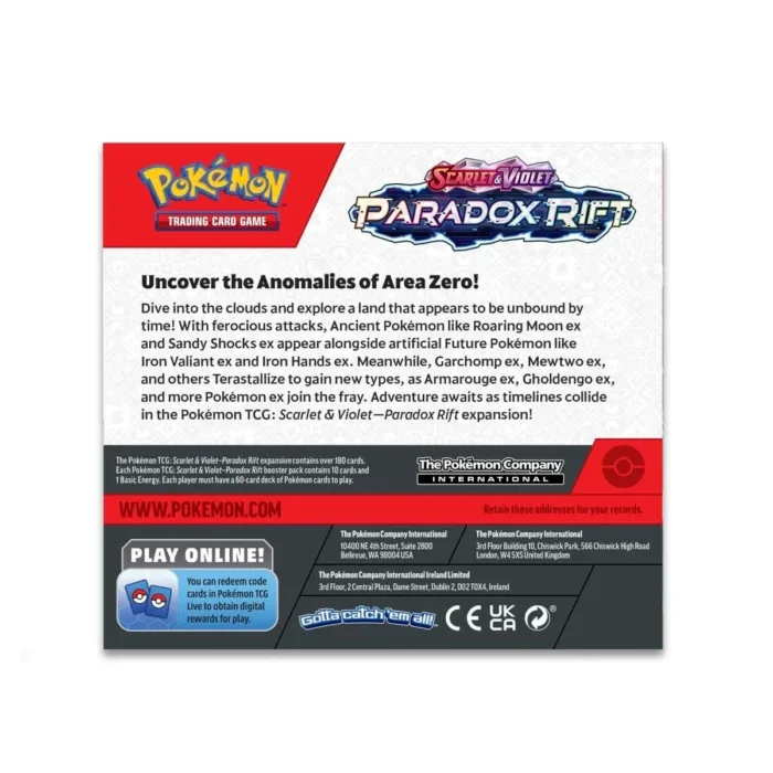 Pokémon SV4: Paradox Rift Booster Box Back