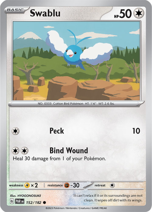 (152/182) Swablu - Reverse Holo - Paradox Rift