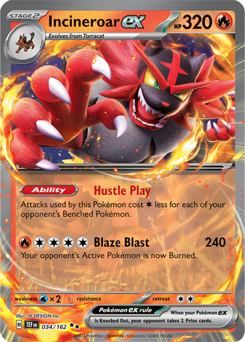 (034/162) Incineroar ex - Temporal Forces