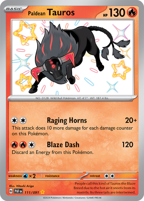 (111/091) Paldean Tauros - Shiny Rare - Paldean Fates