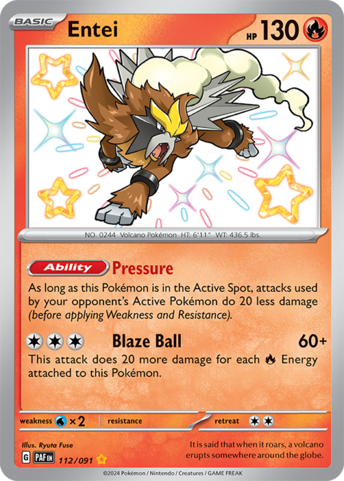 (112/091) Entei - Shiny Rare - Paldean Fates