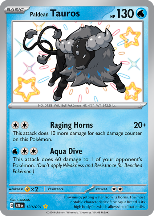 (120/091) Paldean Tauros - Shiny Rare - Paldean Fates