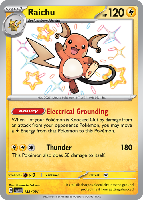 (132/091) Raichu - Shiny Rare - Paldean Fates