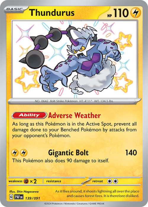 (139/091) Thundurus - Shiny Rare - Paldean Fates