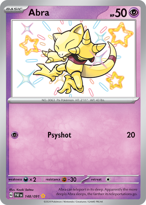 (148/091) Abra - Shiny Rare - Paldean Fates