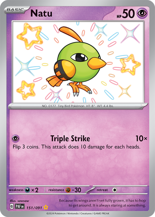 (151/091) Natu - Shiny Rare - Paldean Fates