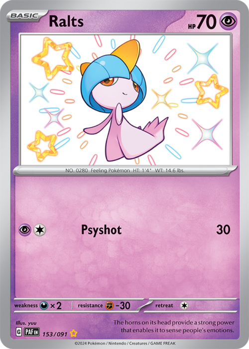 (153/091) Ralts - Shiny Rare - Paldean Fates