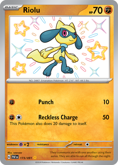 (173/091) Riolu - Shiny Rare - Paldean Fates