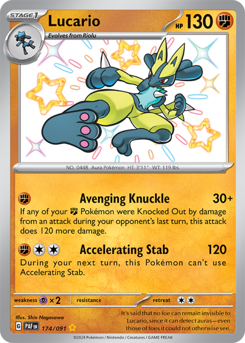 (174/091) Lucario - Shiny Rare - Paldean Fates