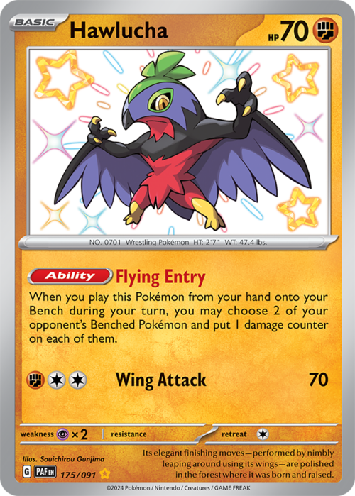 (175/091) Hawlucha - Shiny Rare - Paldean Fates