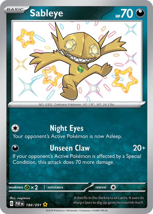 (184/091) Sableye - Shiny Rare - Paldean Fates