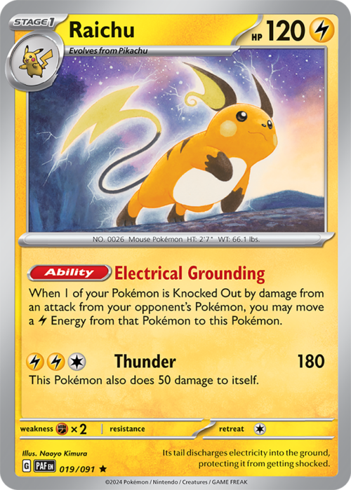 (019/091) Raichu - Holo - Paldean Fates