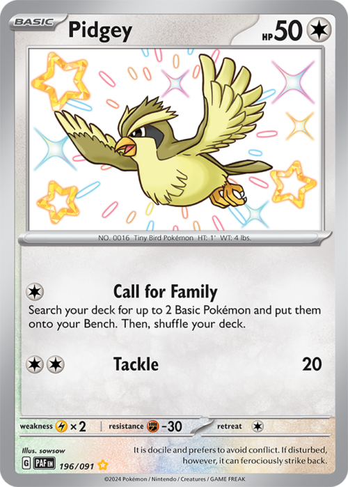 (196/091) Pidgey - Shiny Rare - Paldean Fates