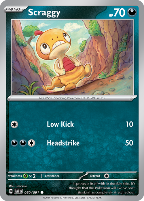 (060/091) Scraggy - Non-Holo Common - Paldean Fates