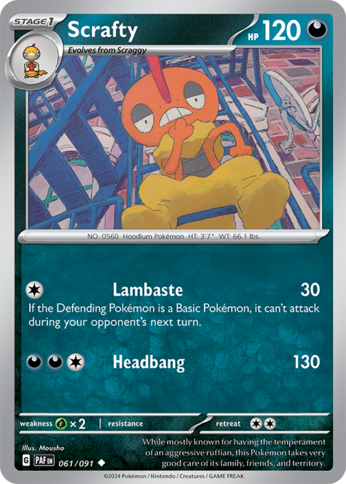 (061/091) Scrafty - Non-Holo Uncommon - Paldean Fates