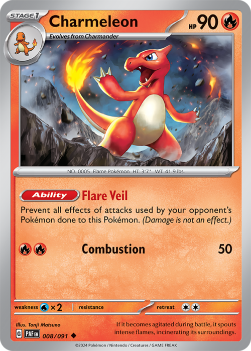 (008/091) Charmeleon - Non-Holo Uncommon - Paldean Fates