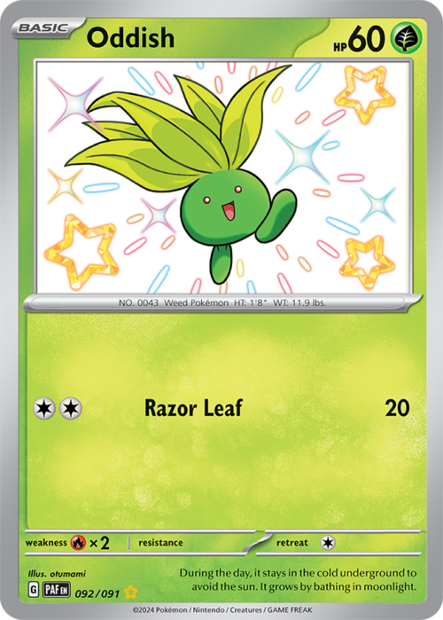 (092/091) Oddish - Shiny Rare - Paldean Fates