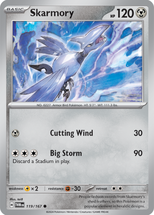 (119/167) Skarmory - Reverse Holo - Twilight Masquerade