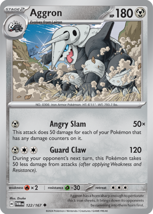 (122/167) Aggron - Reverse Holo - Twilight Masquerade