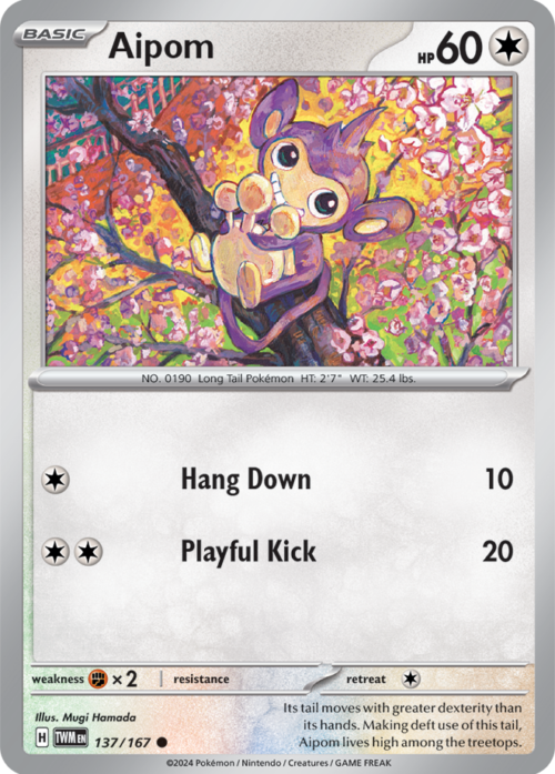 (137/167) Aipom - Reverse Holo - Twilight Masquerade